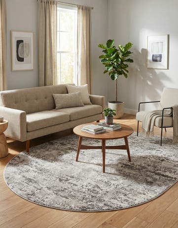 Stone Gray Aurora Oval Rug