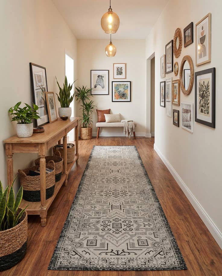 Detail image of 2' 7 x 12' Easy-Clean Aztec Indoor / Outdoor Runner Rug