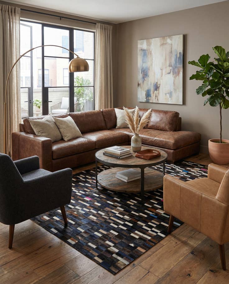 Detail image of 5' x 8' Cowhide - Patchwork Rug