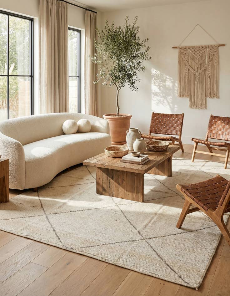 Detail image of 8' x 10'  Hand Knotted Moroccan Wool Rug