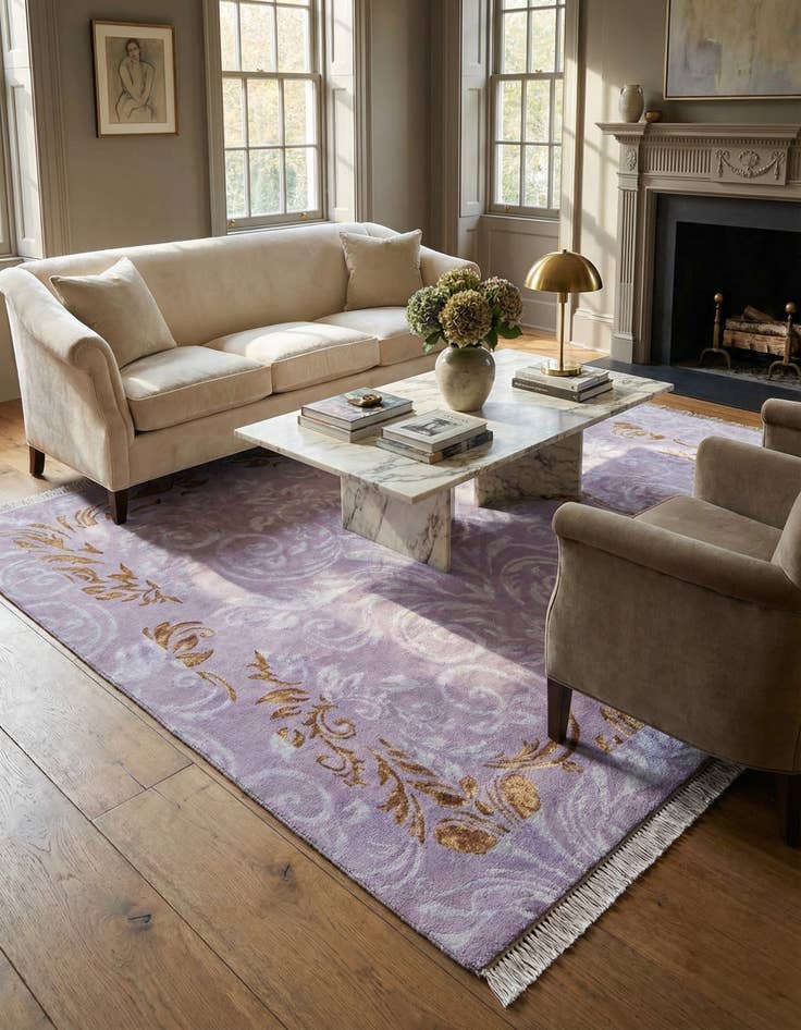 Detail image of 5' 8 x 8'  Hand Knotted Darya Wool Rug