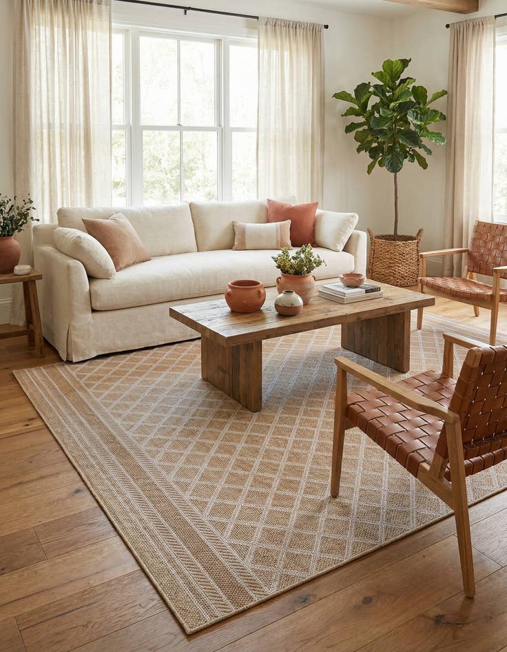 Detail image of  9' x 12'  Washable Lattice Indoor / Outdoor Rug