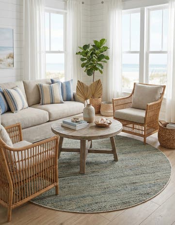 5' 3 x 5' 3 Hand Woven Palm Beach Jute Round Rug