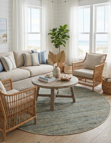 5' 3 x 5' 3 Hand Woven Palm Beach Jute Round Rug