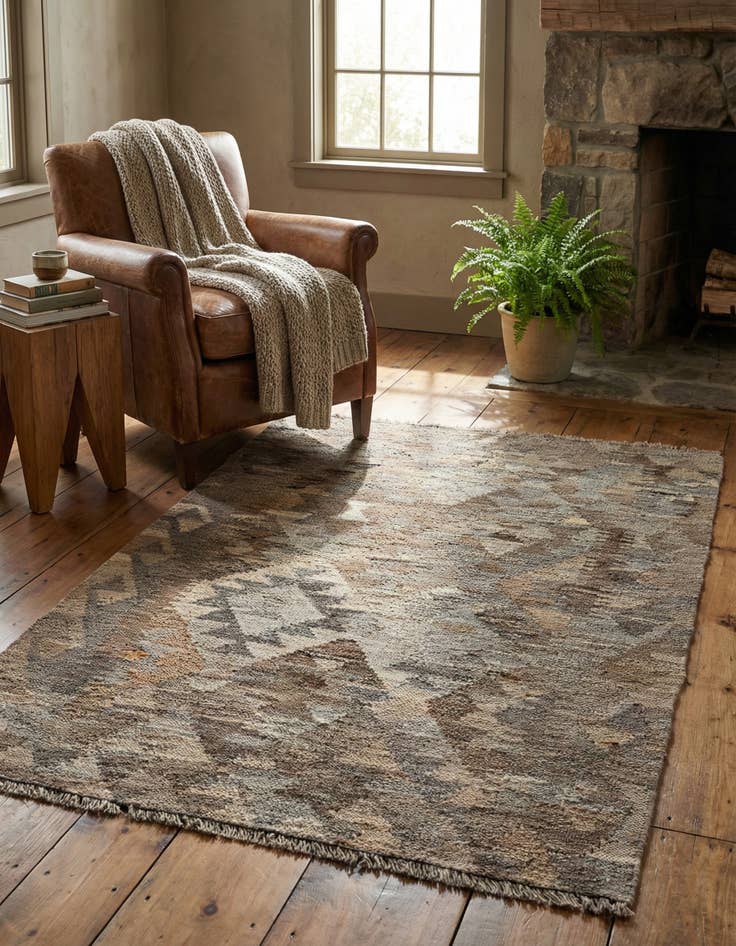 Detail image of  2' 10 x 3' 11  Hand Woven Kilim Maymana Wool Rug