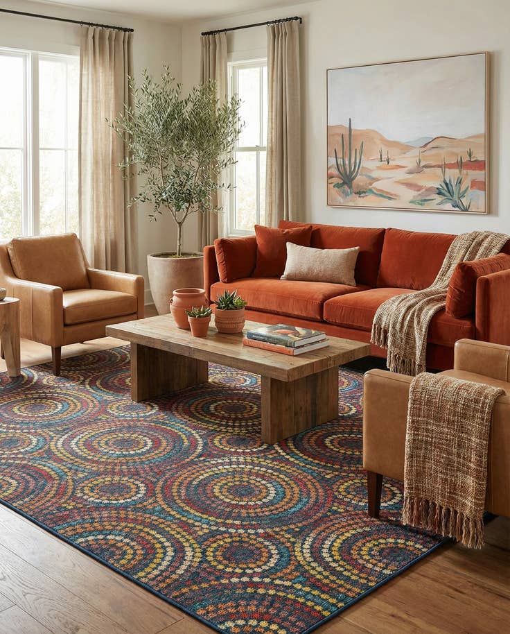 Detail image of 10' x 10' Easy-Clean Baja Indoor / Outdoor Square Rug