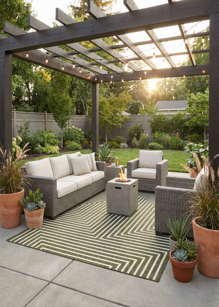6' x 9' Easy-Clean Modern Indoor / Outdoor Rug