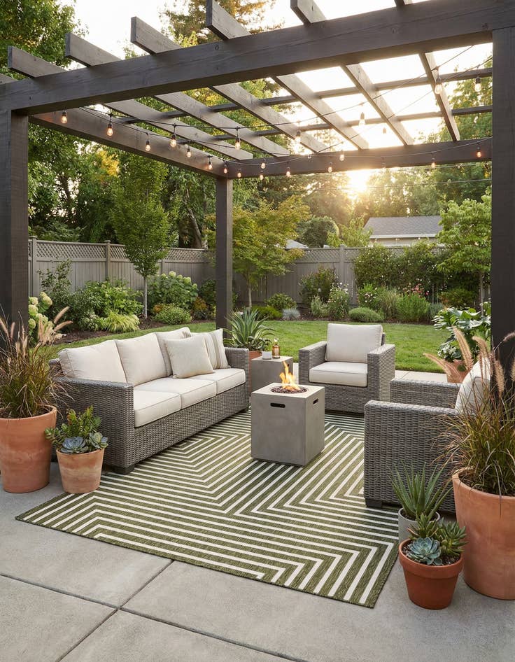 Detail image of 6' x 9' Easy-Clean Modern Indoor / Outdoor Rug