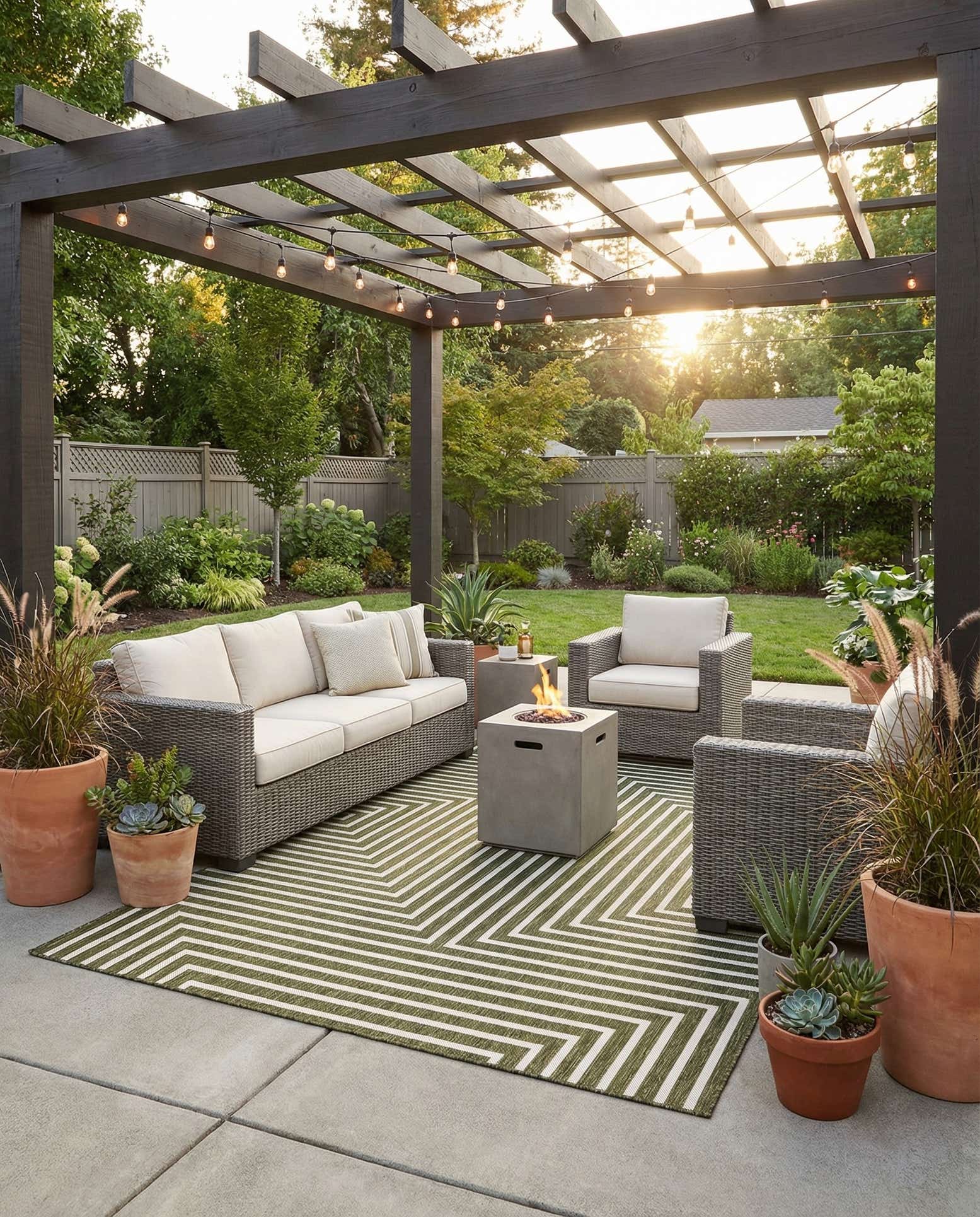 6' x 9' Easy-Clean Modern Indoor / Outdoor Rug