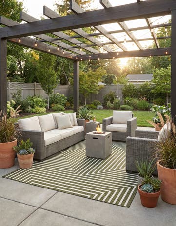 6' x 9' Easy-Clean Modern Indoor / Outdoor Rug