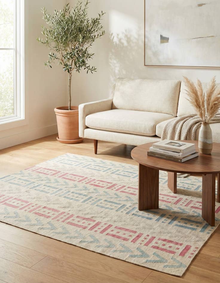 Detail image of 4' 10 x 6' 5  Hand Woven Kilim Modern Wool Rug