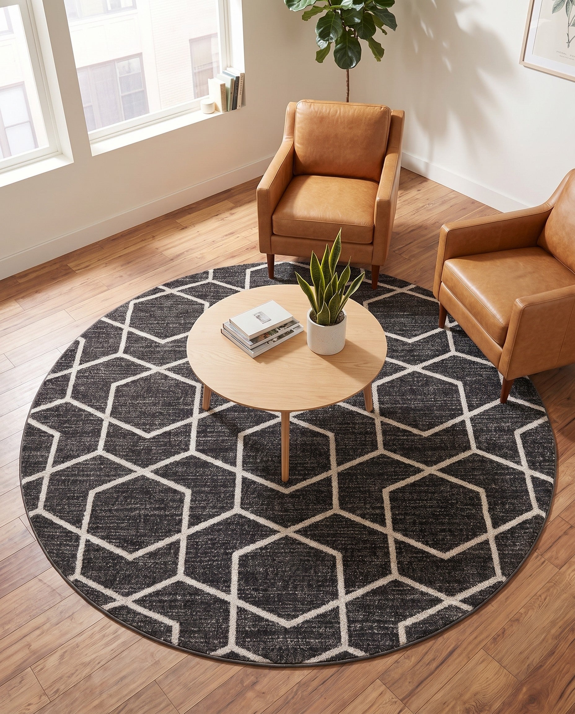7' x 7' Eco Trellis Round Rug