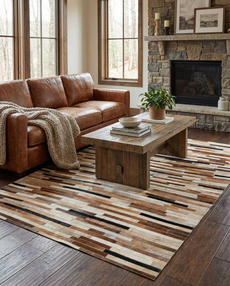 Detail image of 4' 1 x 6' Cowhide - Patchwork Rug