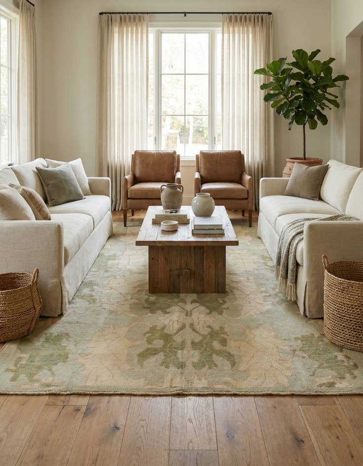 Detail image of 6' 6 x 10' 8  Hand Knotted Oushak Wool Rug