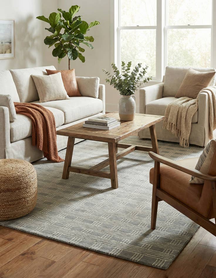 Detail image of 7' 10 x 7' 10 Jill Zarin Striped Wool Square Rug