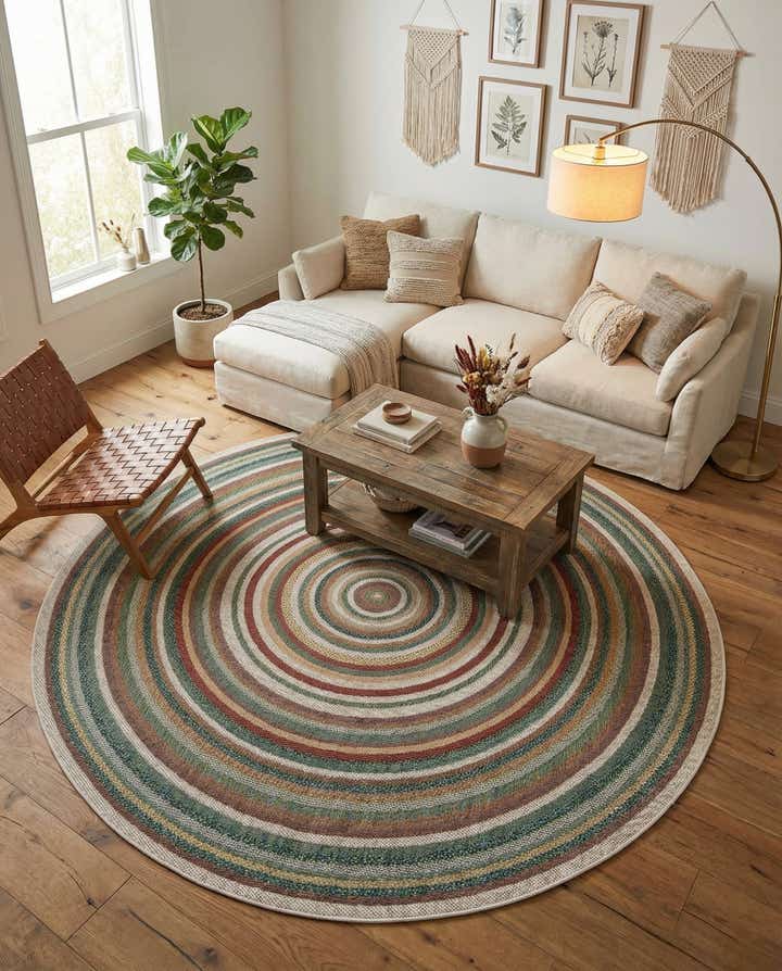 7' 10 x 7' 10 Easy-Clean Baja Indoor / Outdoor Round Rug