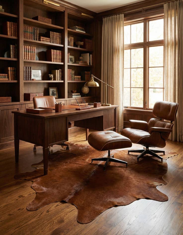 Detail image of 5' 7 x 6' 5 Cowhide Leather Rug