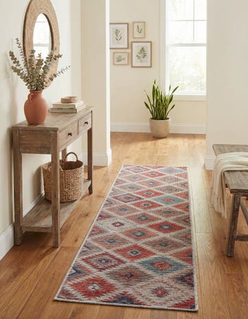 Rust red and Beige Washable Sisu Runner Rug