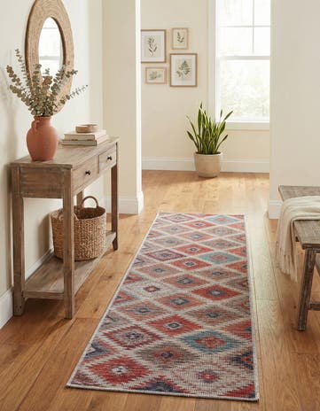 Rust red and Beige Washable Sisu Runner Rug