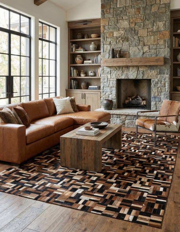 Detail image of  4' 11 x 7' 11 Cowhide - Patchwork Rug