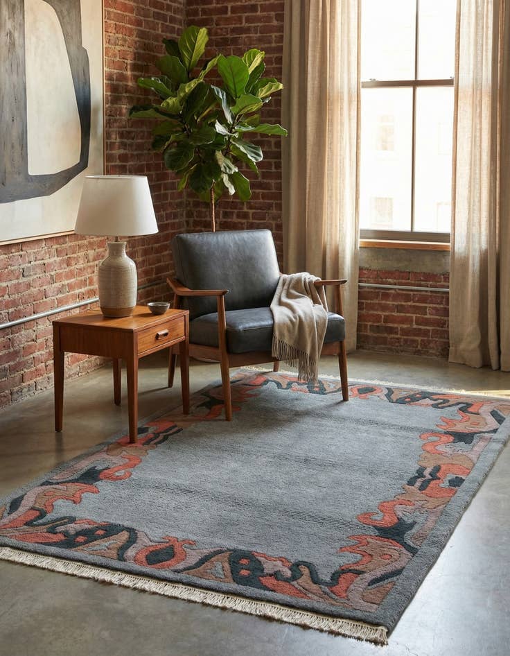 Detail image of  4' x 5' 11  Hand Knotted Nepal Wool Rug