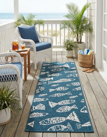 2' x 6' Easy-Clean Coastal Indoor / Outdoor Runner Rug