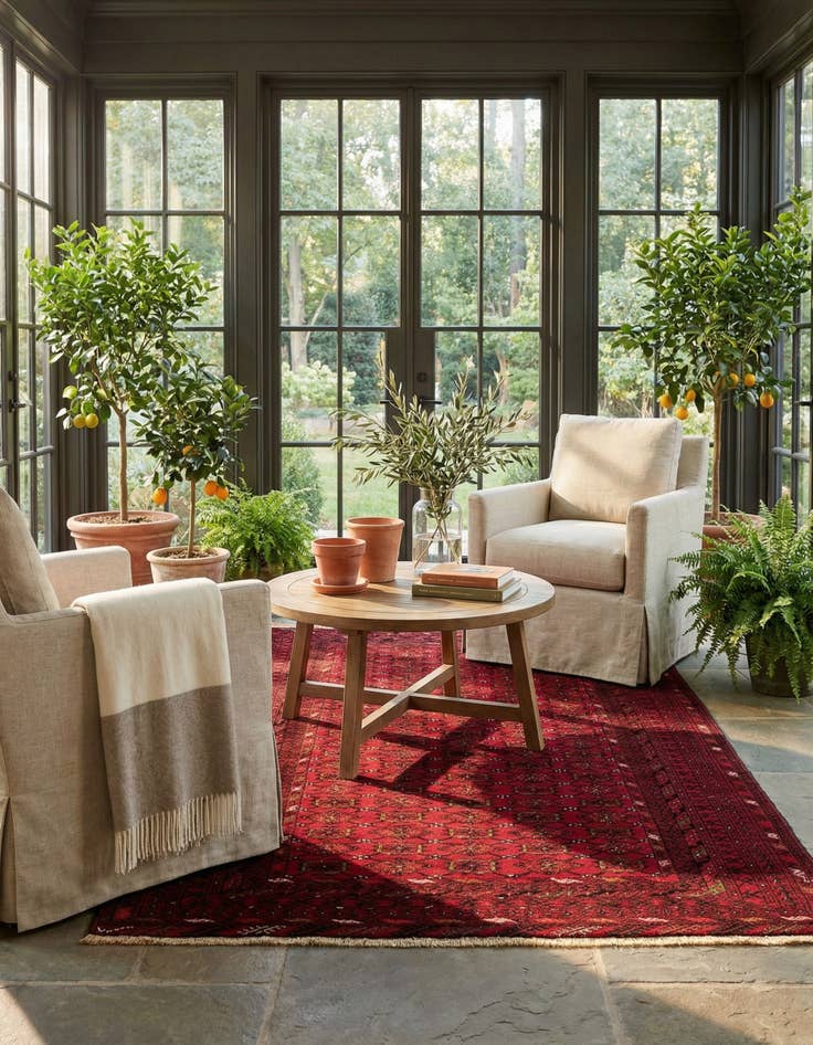 Detail image of 3' 6 x 6' 7  Hand Knotted Afghan Ersari Wool Rug