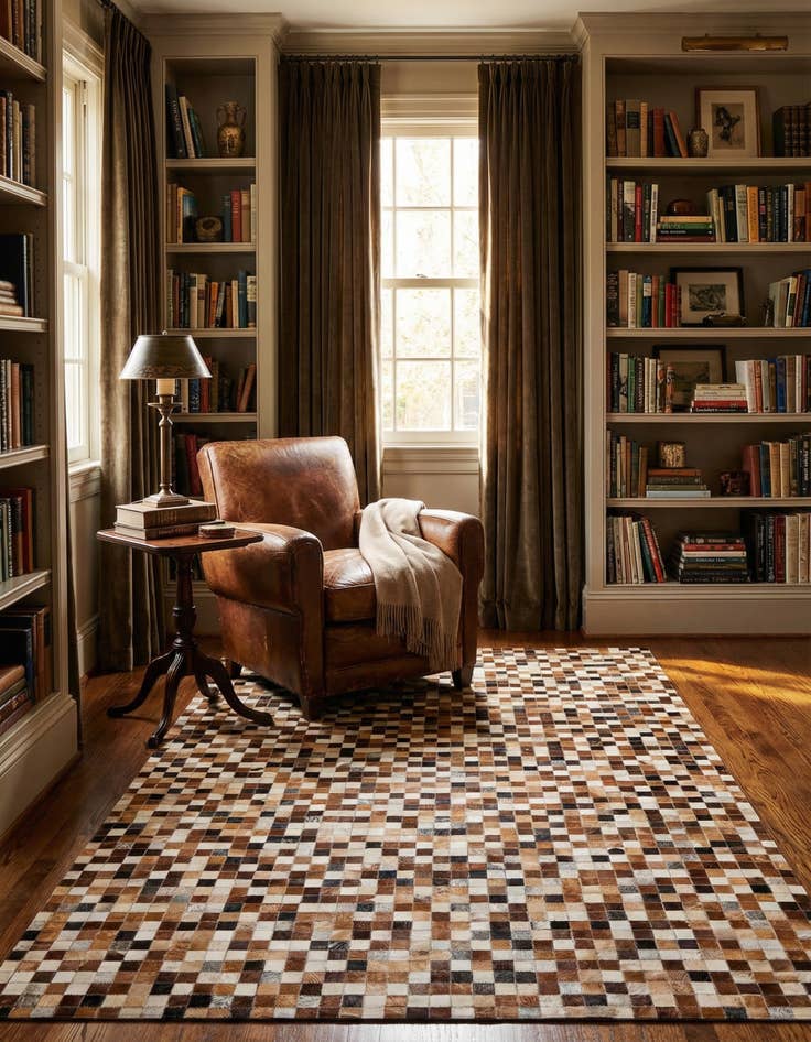 Detail image of 5' 2 x 7' 11 Cowhide Stocks Rug