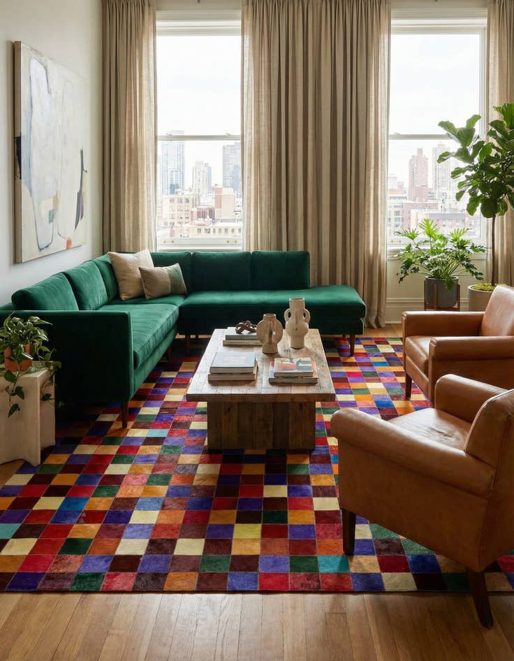 Detail image of 8' x 9' 10 Cowhide - Patchwork Rug