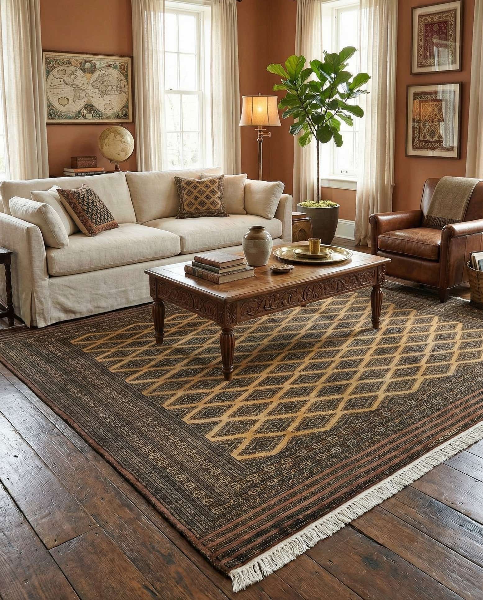 6' 4 x 8' 4 Hand Knotted Bokhara Oriental Wool Rug