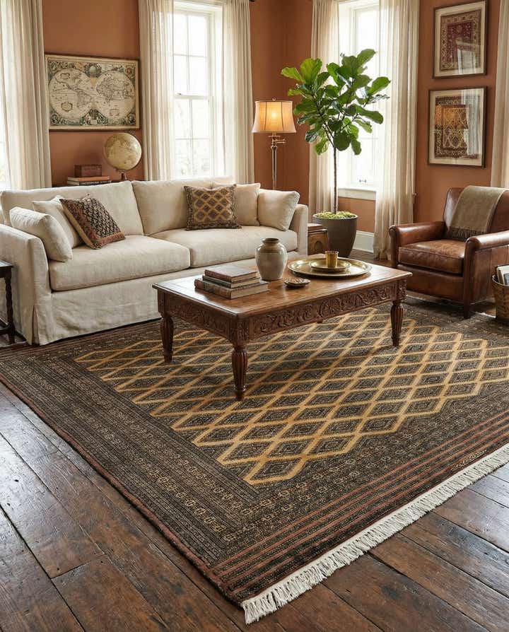 6' 4 x 8' 4 Hand Knotted Bokhara Oriental Wool Rug