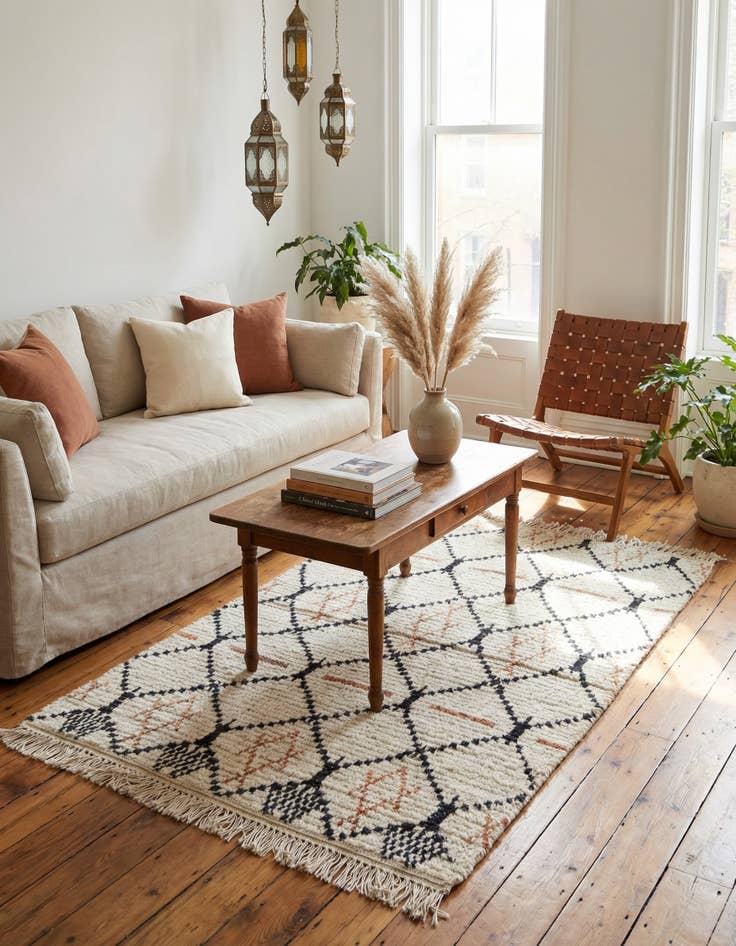 Detail image of  3' x 4' 8  Hand Knotted Moroccan Wool Rug