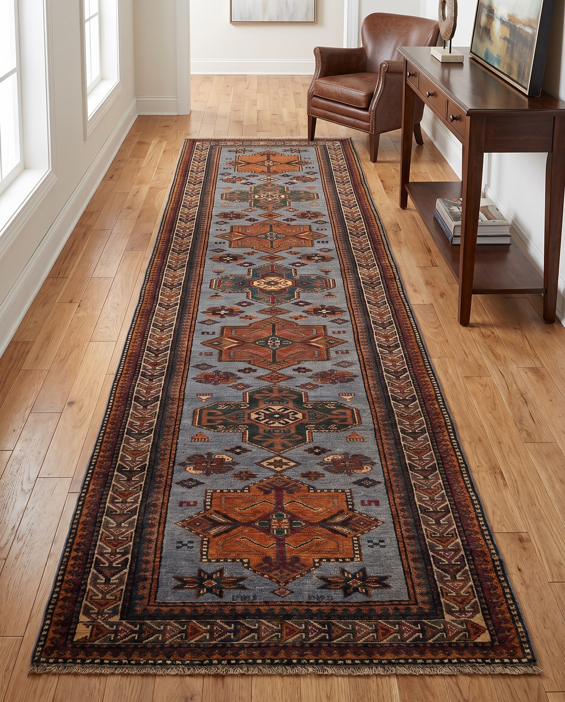 2' 9 x 9' 11 Hand Knotted Kazak Runner Rug