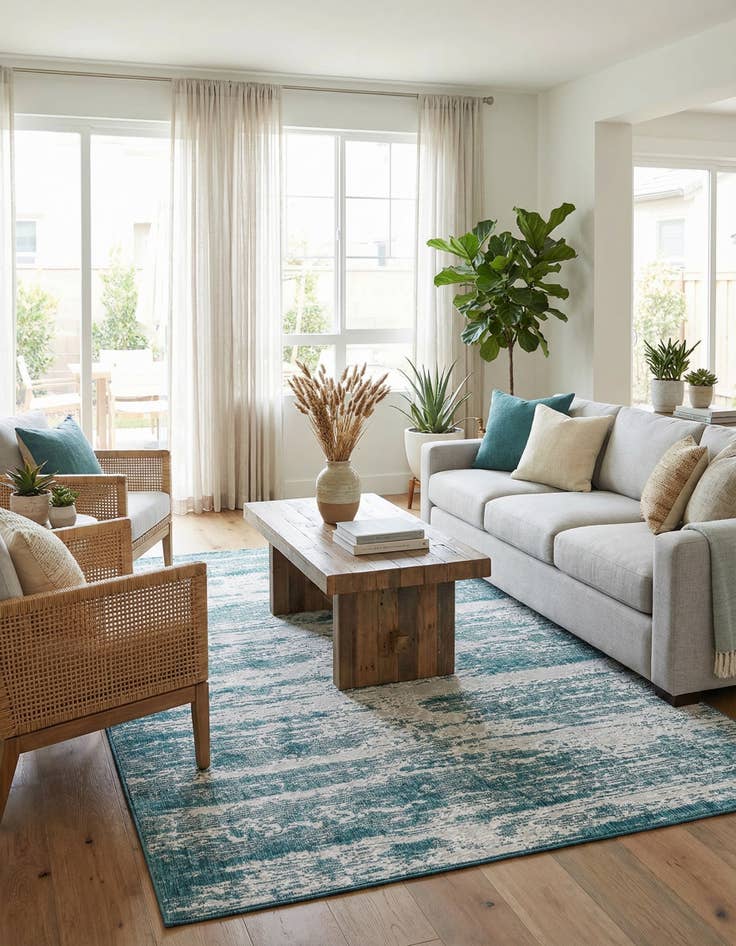 Detail image of 7' 10 x 11' Easy-Clean Modern Indoor / Outdoor Rug