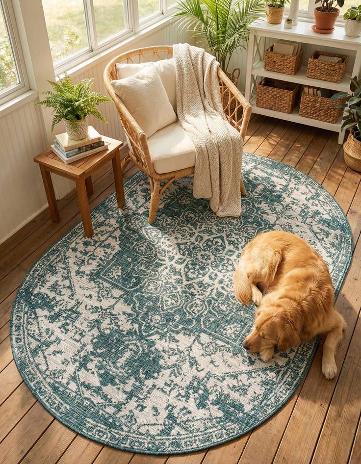 Detail image of 5' 3 x 8' Easy-Clean Jill Zarin Dubai Indoor / Outdoor Oval Rug