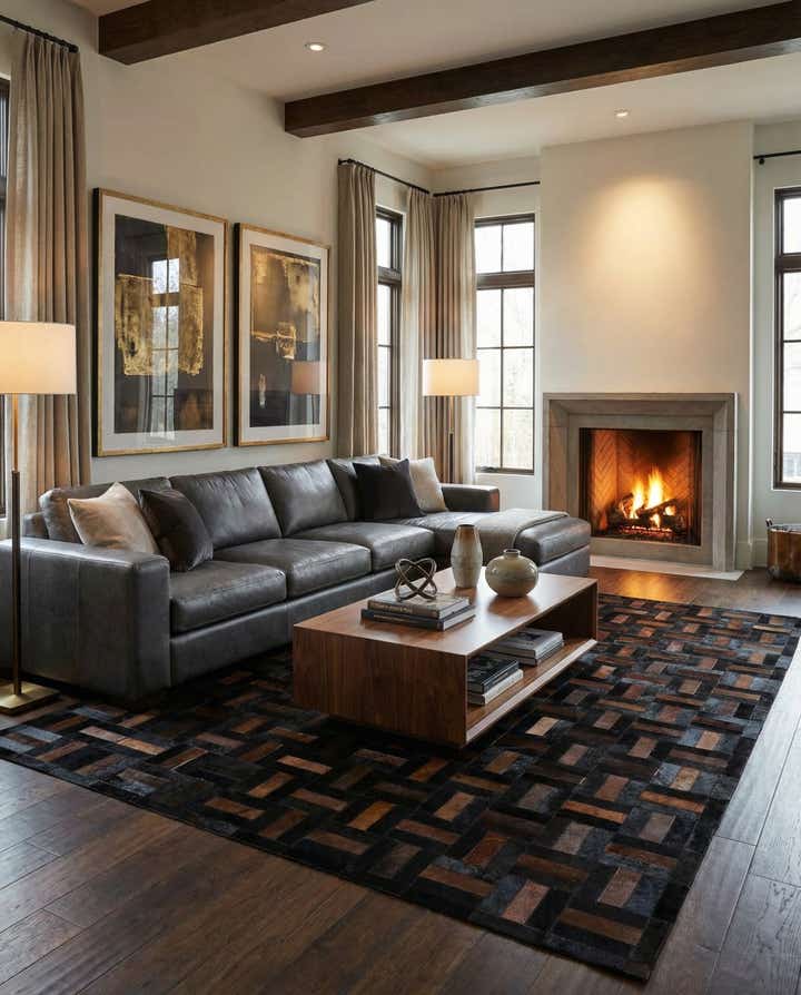 5' 3 x 8' 2 Cowhide - Patchwork Rug
