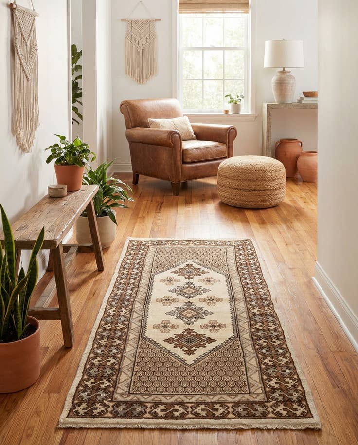 Detail image of 3' 1 x 6' 9 Hand Knotted Moroccan Wool Runner Rug