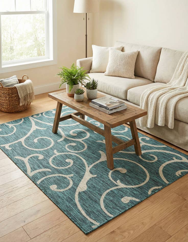 Detail image of 4' x 6' Easy-Clean Botanical Indoor / Outdoor Rug