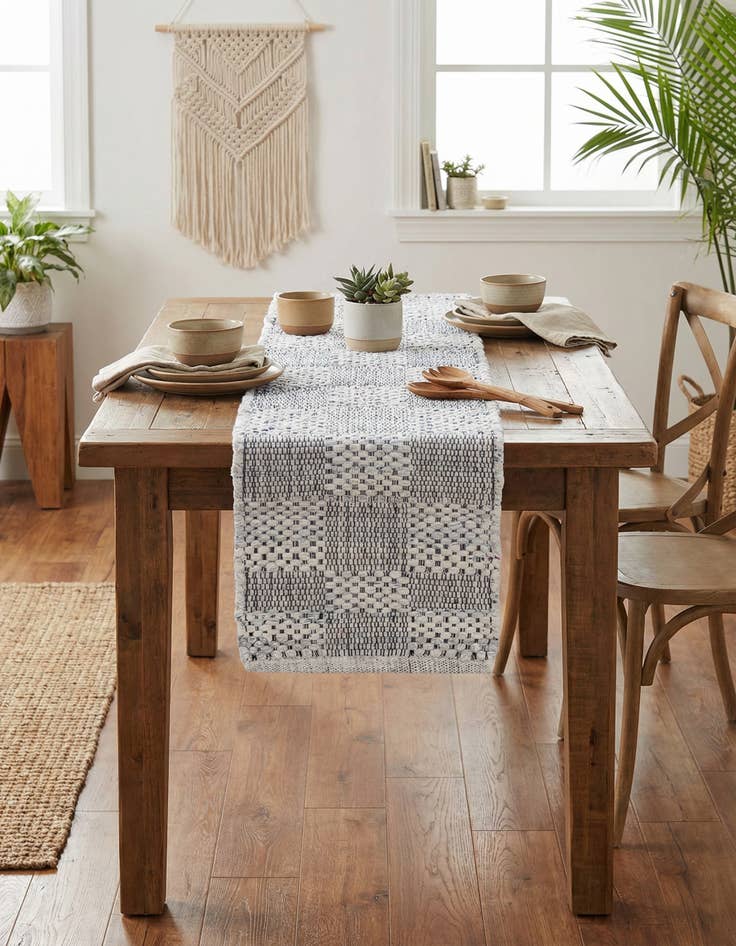 Detail image of 1' 2 x 5' 1  Hand Woven Chindi Cotton Table Runner Rug