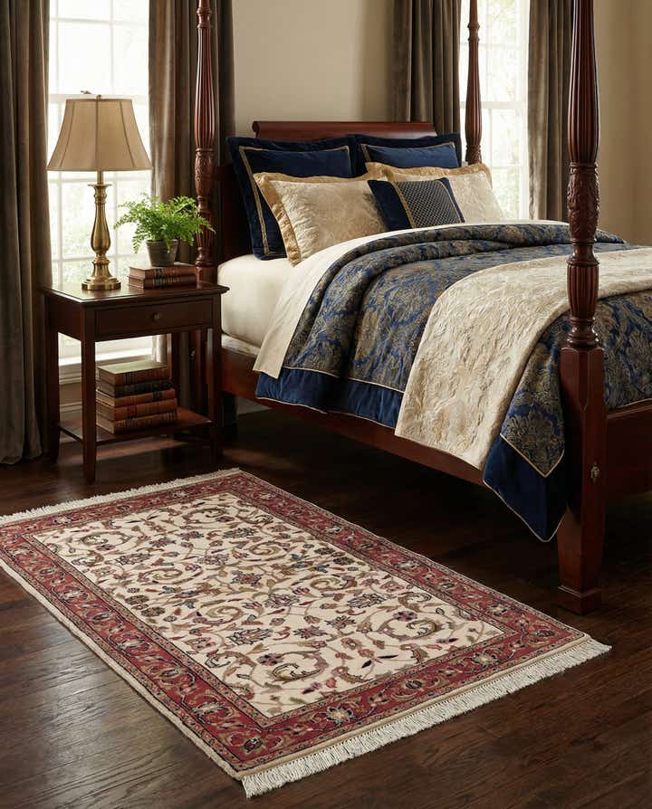 3' x 5' 4 Hand Knotted Isfahan Wool Rug