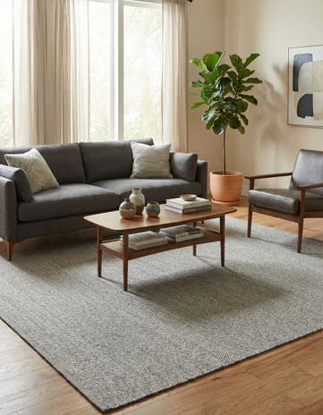 Gray Hand Woven Lattice Wool Rug