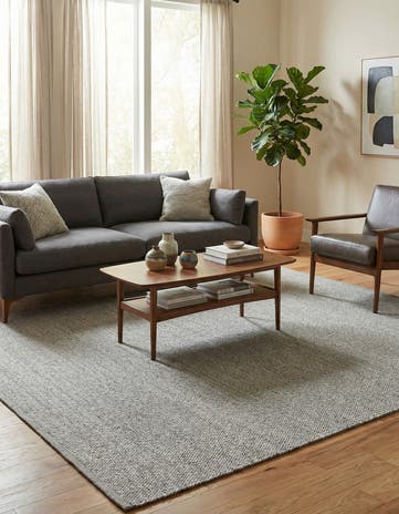 Gray Hand Woven Lattice Wool Rug