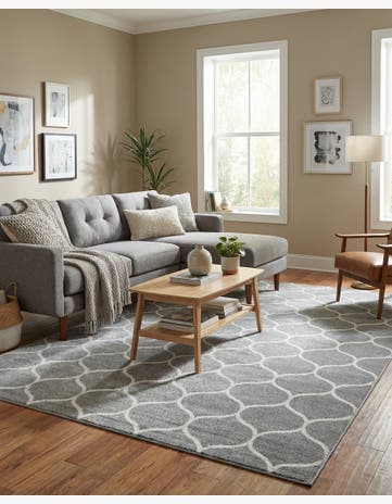 Light Gray Trellis Frieze Rug