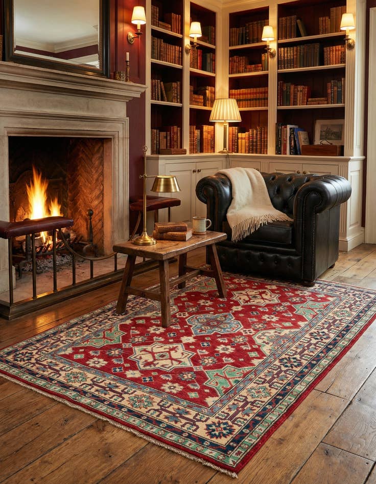 Detail image of 3' 10 x 5' 7  Hand Knotted Kazak Rug