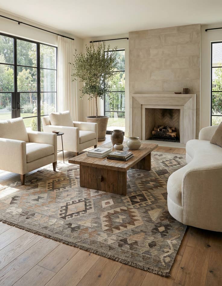 Detail image of 5' 11 x 7' 10  Hand Woven Kilim Maymana Wool Rug