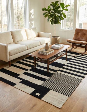 5' 1 x 6' 9 Hand Woven Kilim Modern Wool Rug