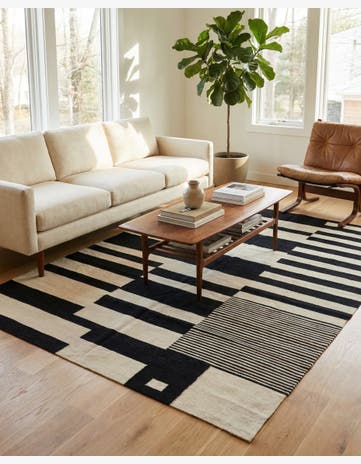 5' 1 x 6' 9 Hand Woven Kilim Modern Wool Rug