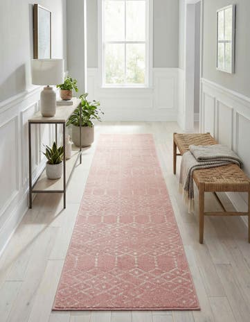 Rose Pink Paxon Trellis Runner Rug