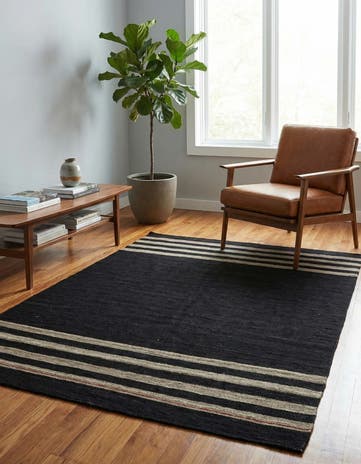 4' 4 x 5' 9 Hand Woven Kilim Modern Wool Rug