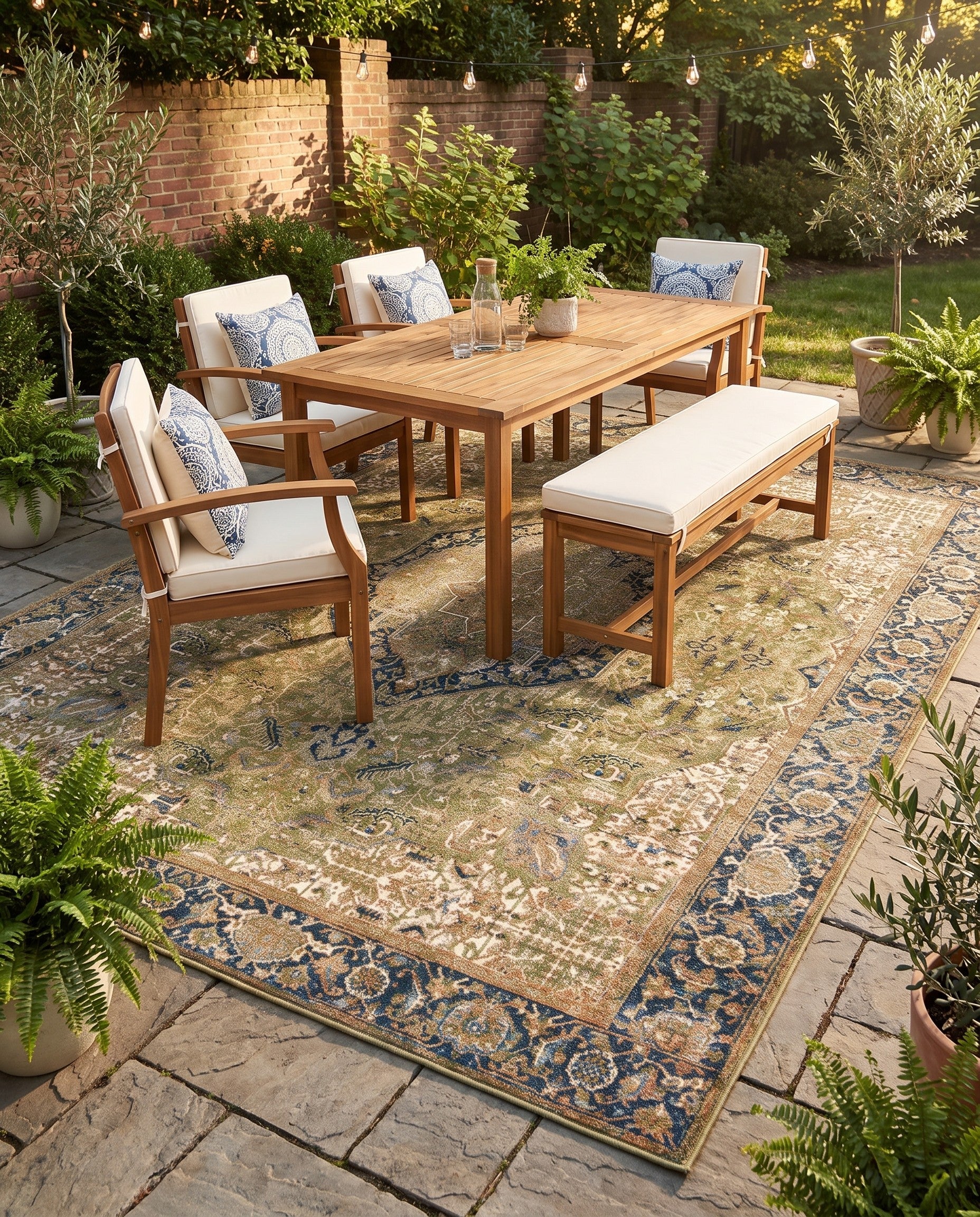 10' x 12' Easy-Clean Traditional Indoor / Outdoor Rug